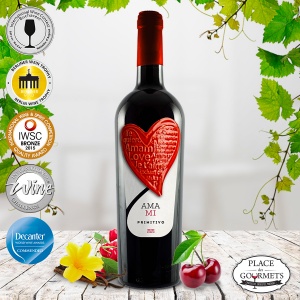 Amami Primitivo IGP Puglia vin rouge italien 2017, Etiké