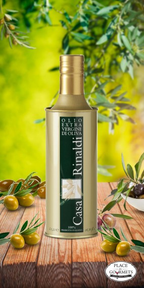 Huile d'olive extra vierge italienne en bouteille metal